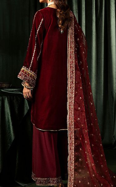 Motifz Wine Velvet Suit | Pakistani Winter Dresses in USA- Image 2
