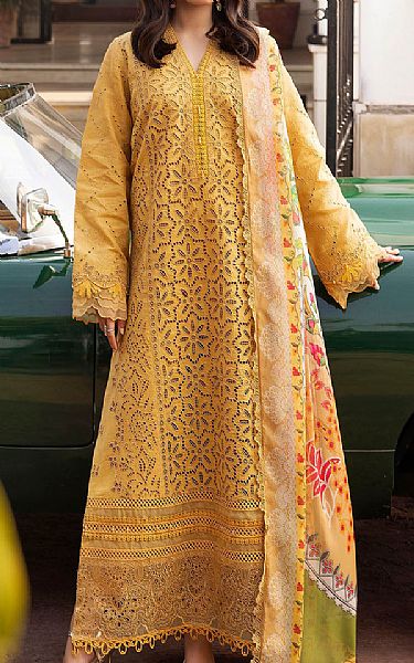 Motifz Mustard Lawn Suit | Pakistani Lawn Dress in USA- Image 1