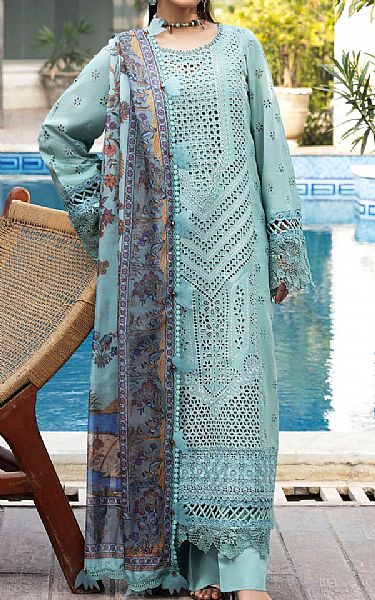 Motifz Light Turquoise Lawn Suit | Pakistani Lawn Dress in USA- Image 1