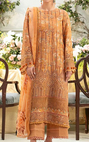 Motifz Orange Salmon Lawn Suit | Pakistani Lawn Dress in USA- Image 1