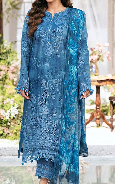 Motifz Denim Blue Lawn Suit | Pakistani Lawn Dress in USA- Image 1