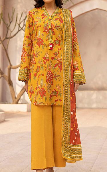 Motifz Mustard Lawn Suit | Pakistani Lawn Dress in USA- Image 1
