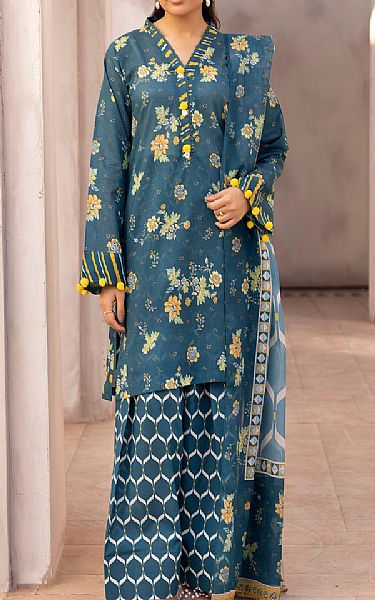 Motifz Teal Lawn Suit | Pakistani Lawn Dress in USA- Image 1