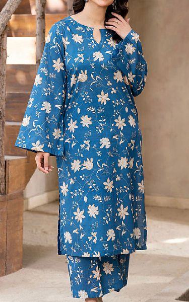 Motifz Denim Blue Lawn Suit (2 Pcs) | Pakistani Lawn Dress in USA- Image 1