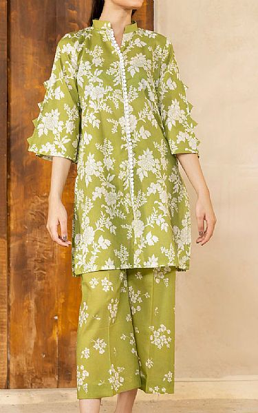 Motifz White/Green Lawn Suit (2 Pcs) | Pakistani Lawn Dress in USA- Image 1