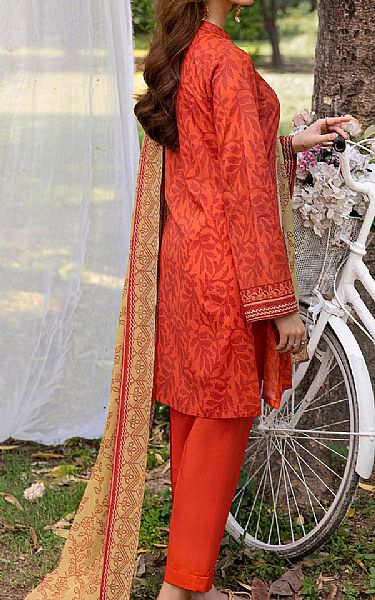 Motifz Orange Lawn Suit | Pakistani Lawn Dress in USA- Image 2