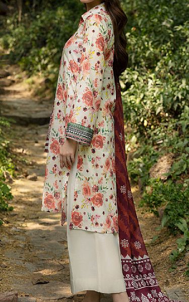 Motifz Cream/Rust Lawn Suit | Pakistani Lawn Dress in USA- Image 2