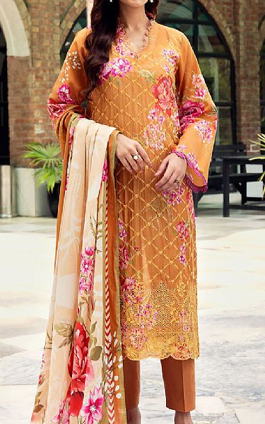 Motifz Orange Lawn Suit | Pakistani Lawn Dress in USA- Image 1