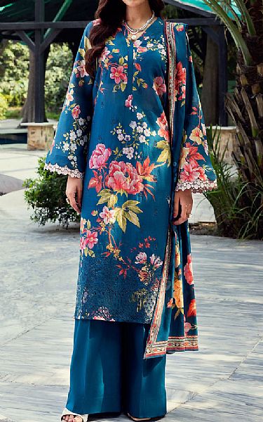 Motifz Denim Blue Lawn Suit | Pakistani Lawn Dress in USA- Image 1