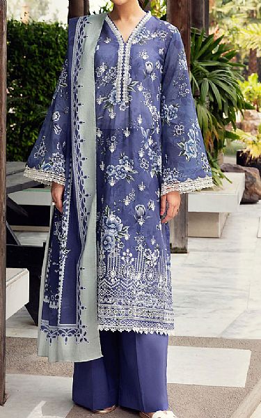 Motifz Denim Blue Lawn Suit | Pakistani Lawn Dress in USA- Image 1