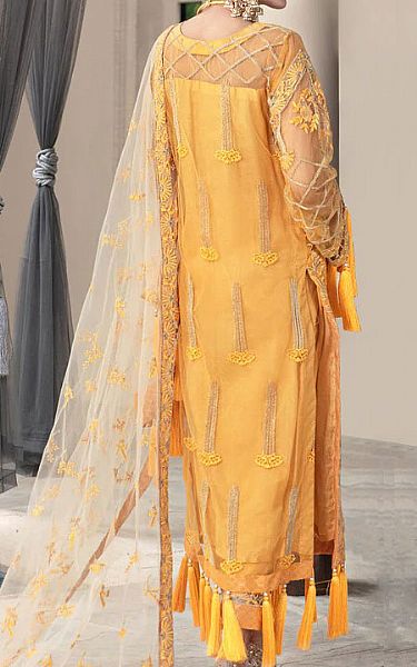 Motifz Golden Yellow Net Suit | Pakistani Dresses in USA- Image 2