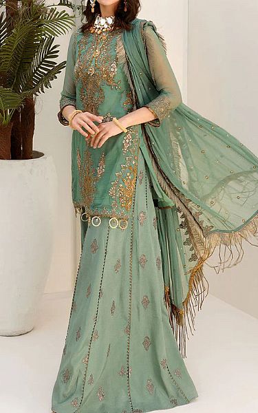 Motifz Pastel Green Chiffon Suit | Pakistani Wedding Dresses- Image 1