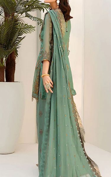 Motifz Pastel Green Chiffon Suit | Pakistani Wedding Dresses- Image 2