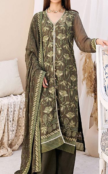Green Chiffon Suit | Motifz Pakistani Chiffon Dresses