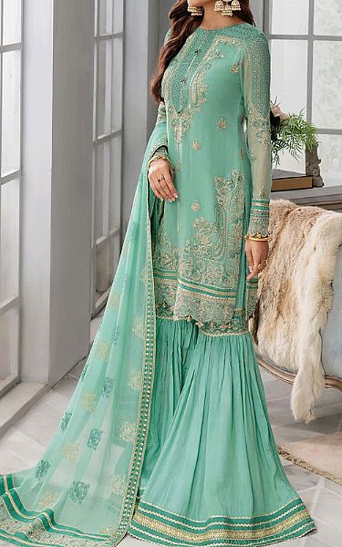 Motifz Mint Green Chiffon Suit | Pakistani Embroidered Chiffon Dresses- Image 1