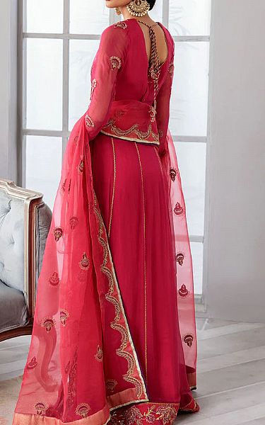Motifz Cerise Pink Chiffon Suit | Pakistani Embroidered Chiffon Dresses- Image 2