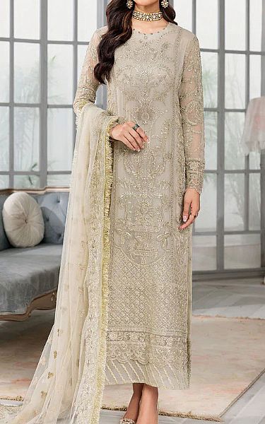 Dusty Grey Chiffon Suit | Motifz Pakistani Chiffon Dresses
