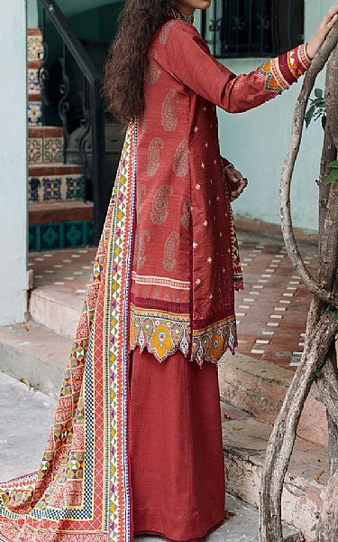Motifz Neon Red Khaddar Suit | Pakistani Winter Dresses- Image 2