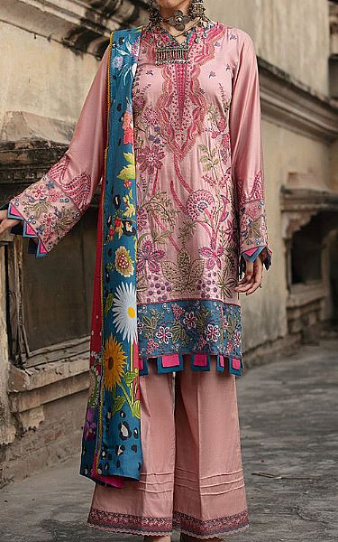 Motifz Tea Pink Cotton Satin Suit | Pakistani Dresses in USA- Image 1