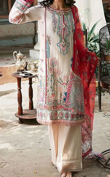 Motifz Off-white Cotton Satin Suit | Pakistani Dresses in USA- Image 1