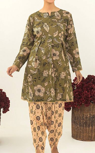 Motifz Olive Lawn Suit (2 pcs) | Pakistani Lawn Dress in USA- Image 1