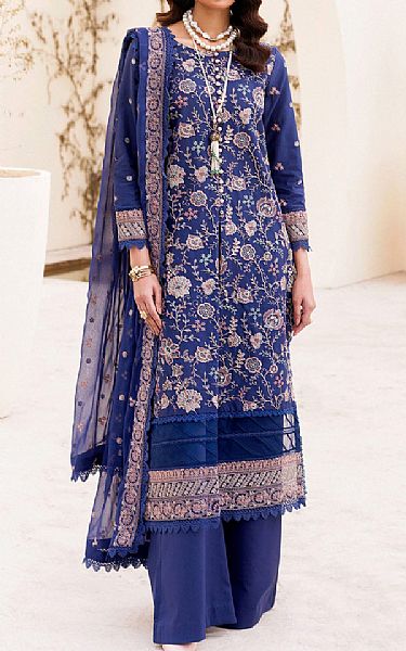 Motifz Navy Blue Cambric Suit | Pakistani Winter Dresses- Image 1