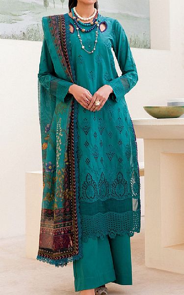 Motifz Teal Cambric Suit | Pakistani Winter Dresses in USA- Image 1