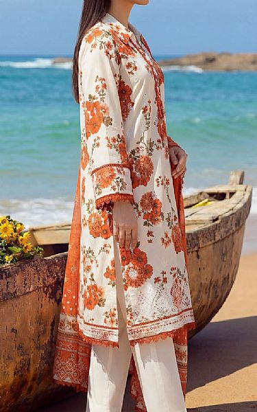 Motifz White/Orange Suit | Pakistani Lawn Dress in USA- Image 2