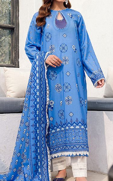 Motifz Denim Blue Lawn Suit | Pakistani Lawn Suits- Image 1