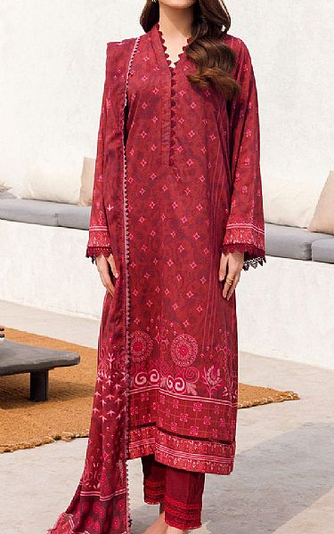 Motifz Wine Red Lawn Suit | Pakistani Lawn Suits- Image 1