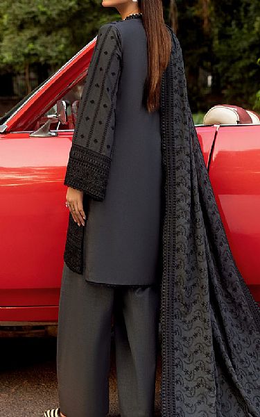 Motifz Charcoal Grey/Black Khaddar Suit | Pakistani Winter Dresses in USA- Image 2