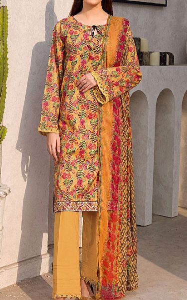 Motifz Pastel Orange Lawn Suit | Pakistani Lawn Suits- Image 1