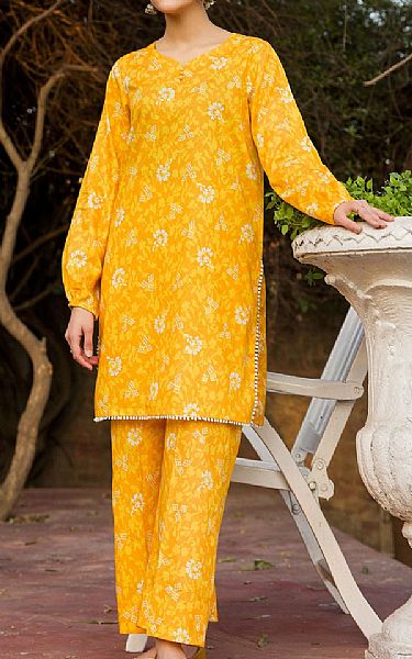 Motifz Mustard Yellow Lawn Suit (2 pcs) | Pakistani Lawn Suits- Image 1