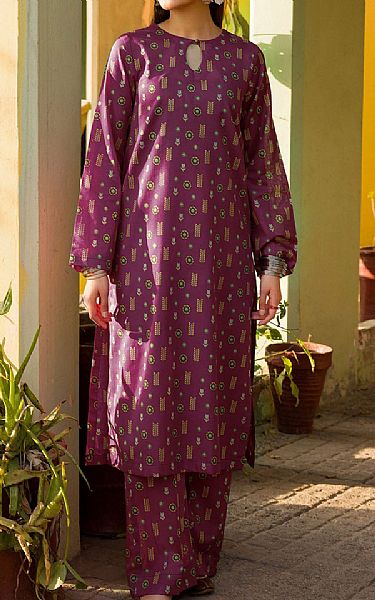 Motifz Wine Berry Lawn Suit (2 pcs) | Pakistani Lawn Suits- Image 1