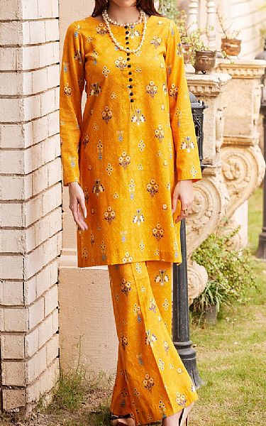 Motifz Mustard Khaddar Suit (2 pcs) | Pakistani Winter Dresses- Image 1
