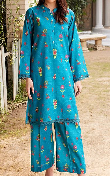 Motifz Turquoise Khaddar Suit (2 pcs) | Pakistani Winter Dresses- Image 1