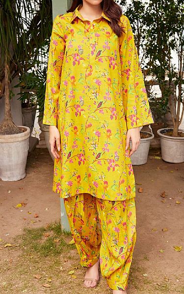 Motifz Golden Yellow Khaddar Suit (2 pcs) | Pakistani Winter Dresses- Image 1
