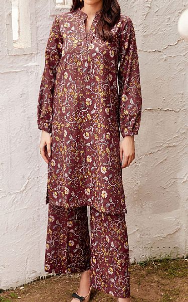 Motifz Wine Khaddar Suit (2 pcs) | Pakistani Winter Dresses- Image 1