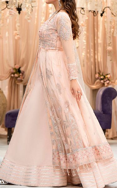 Motifz Light Peach Net Suit | Pakistani Embroidered Chiffon Dresses- Image 2