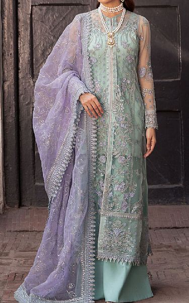 Motifz Turquoise Net Suit | Pakistani Embroidered Chiffon Dresses USA- Image 1