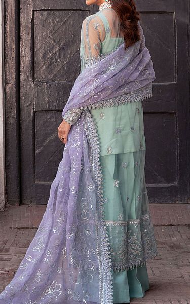 Motifz Turquoise Net Suit | Pakistani Embroidered Chiffon Dresses USA- Image 2