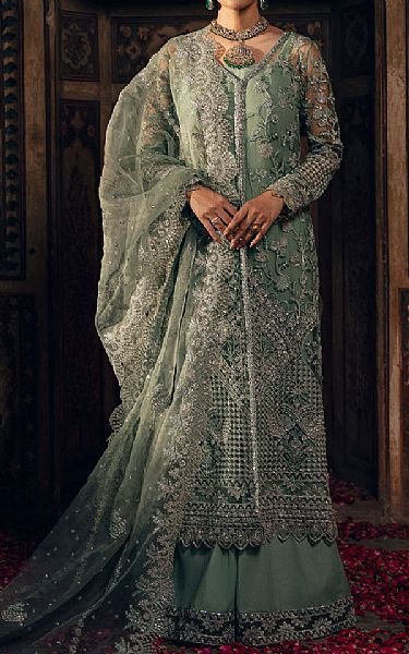 Motifz Pistachio Green Net Suit | Pakistani Embroidered Chiffon Dresses USA- Image 1