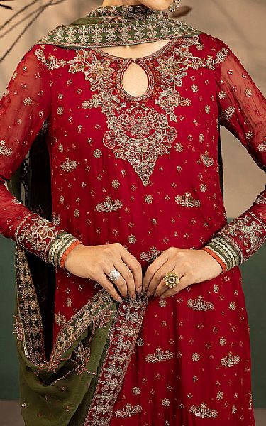 Motifz Scarlet Chiffon Suit | Pakistani Embroidered Chiffon Dresses USA- Image 3