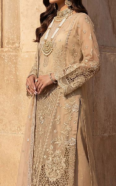 Motifz Tan Organza Suit | Pakistani Embroidered Chiffon Dresses USA- Image 3
