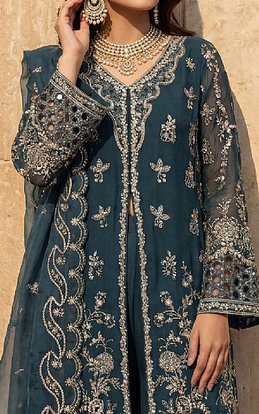 Motifz Teal Chiffon Suit | Pakistani Embroidered Chiffon Dresses USA- Image 3