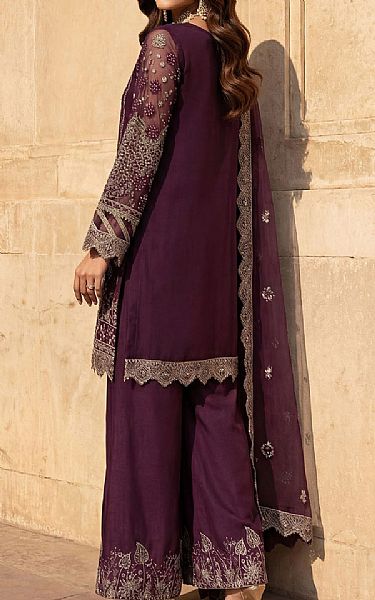 Motifz Wine Berry Chiffon Suit | Pakistani Embroidered Chiffon Dresses USA- Image 2