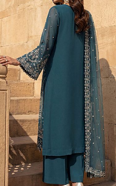 Motifz Teal Chiffon Suit | Pakistani Embroidered Chiffon Dresses USA- Image 2