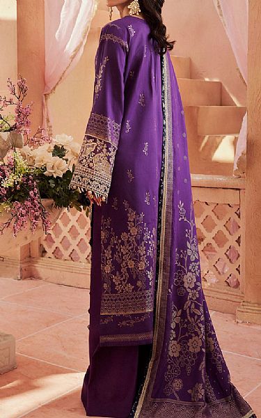Motifz Purple Jacquard Suit | Pakistani Embroidered Chiffon Dresses- Image 2