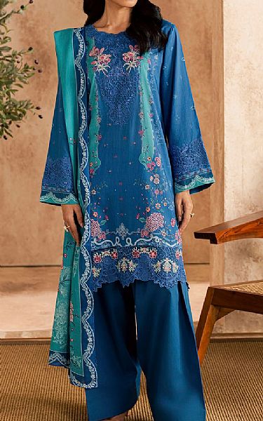 Motifz Denim Blue Lawn Suit | Pakistani Lawn Dress in USA- Image 1