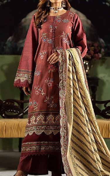 Motifz Wine Khaddar Suit | Pakistani Winter Dresses- Image 1